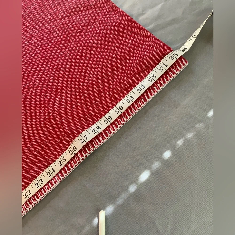 Red Table Runner with White Stitching 70in x 16in